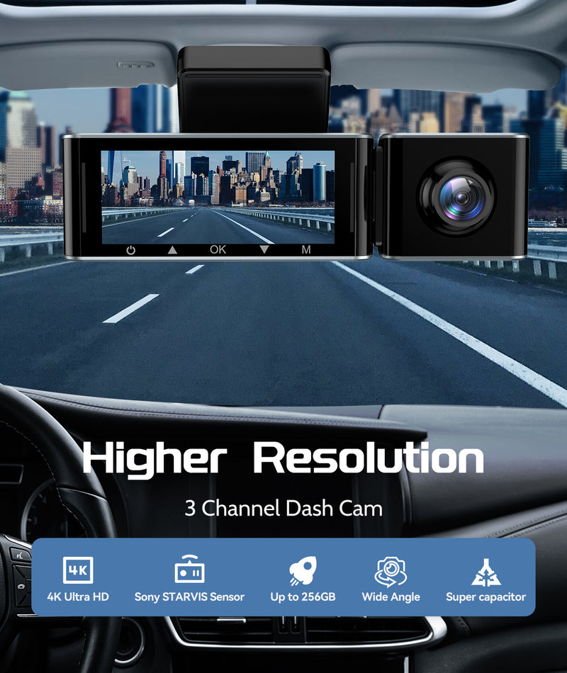Rayfoto 3 Channel 4K Dash Cam